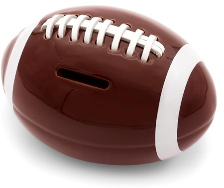 40YARDS American Football Spardose aus Keramik | Sparschwein | Leder-Naht | Football Sparbüchse mit erhabener Leder-Naht & Bodenöffnung | American Football Deko & Football Geschenk | 14 x 9,5 x 10 cm