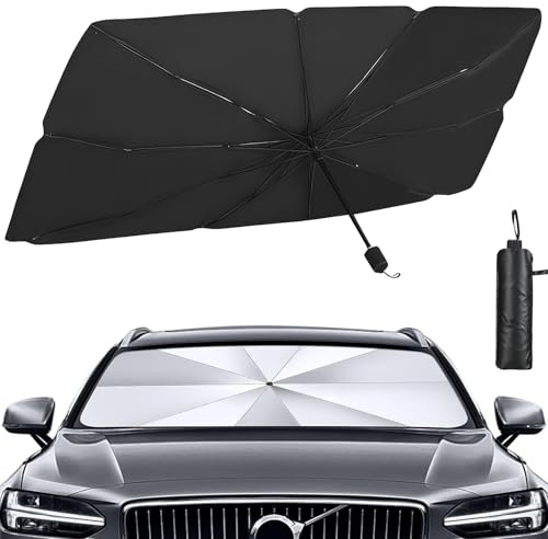 Parasol Coche Parabrisas Delantero,Plegable y Reflectante, 140x80cm,Protector Solar Anti-UV y Calor,Accesorio Universal para Coches y SUV,Fácil de Instalar y Guardar