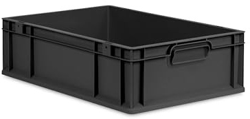 PROREGAL Eurobox NextGen Grip | HxBxT 17x40x60cm | 34 Liter | Griffe geschlossen | Schwarz | Eurobehälter, Transportbox, Transportbehälter, Stapelbehälter