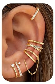 Dochais 5 Pezzi Ear Cuff Orecchini Donna Oro Orecchini Senza Buco Ear Cuff Orecchio Non Piercing Earcuffs Regolabile Ipoallergenici Orecchino Clip Donna per Cartilagine Orecchino Finti per Ragazze C