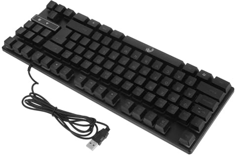 Clavier Mécanique 87 Touches Abs Rétroéclairé pour Gaming et Bureau | Touches Lumineuses Colorées, Design Ergonomique, Format Compact 87 Touches, Finition Noire Abs