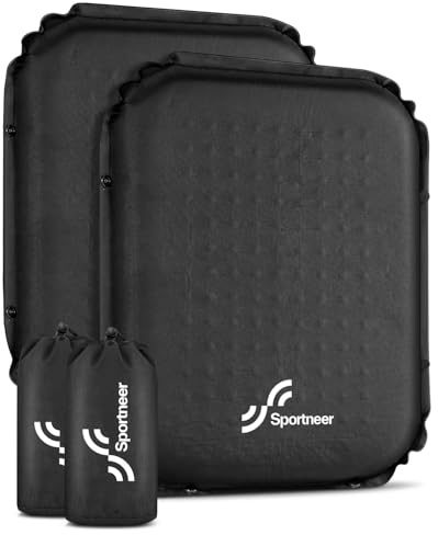 Sportneer Inflatable Seat Cushion: Self-Inflating 2 High Rebound Foam Cushion for Airplane Bleacher Stadium and Outdoor Events – 0.48lbs Lightweight & Easy to Carry for Sports Fans, 2 Pack