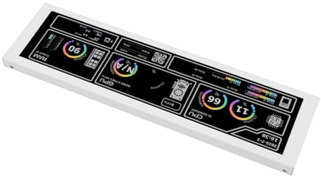 OVAQUIXI Display Temperatura Computer, Pannello Sensore da 8,8 Pollici Monitor CPU/GPU/RAM/FPS in Tempo Reale, Frequenza di Aggiornamento 60Hz, per Case del PC, Risoluzione 1920x480 (White)
