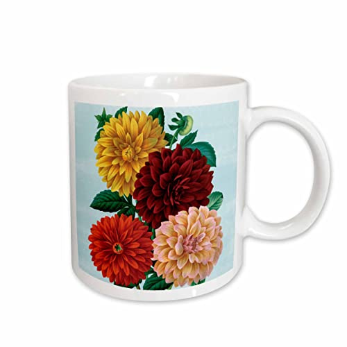 Tasse En Céramique Magnifiques Fleurs De Dahlia Vintage Porcelaine Mug En Céramique Colorées Tasses À Café Pour Fête Femme Ami
