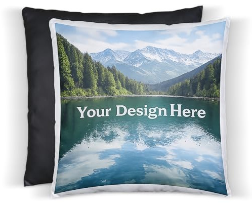 smilo & bron Personalisiertes Kissen mit Foto & Text Bedruckt, selbst gestalten – 40x40 cm, farbige Rückseite, Leinenhaptik – Geschenkidee Männer, Frauen, Jahrestag, Geburtstag, Rückseite – Black