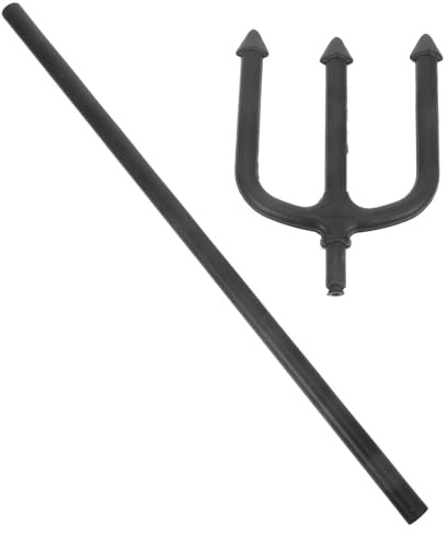 Garneck Demon Fork Halloween Cosplay Pitch Fork Prop Black Three-prong for Stage Performance and Party Decoration