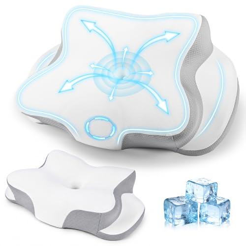 Ergonomisches Nackenkissen, Orthopädisches Memory Foam Schmetterlingskissen | mit Atmungsaktivem, Abnehmbarem Kissenbezug, für Seitenschläfer, Rücken und Bauchschläfer