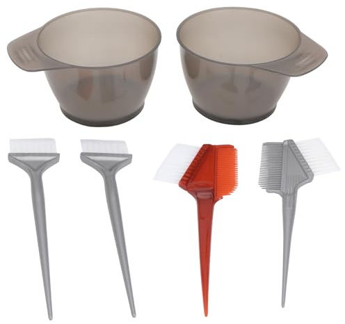 INOOMP Juego Profesional de 2 Cuencos Grandes para Teñir Cabello de Plástico Reutilizable 4 Peines para Teñir sin Mango, Kit para Peluquería y Coloración Fácil, Cuencos Estilo Aleatorio