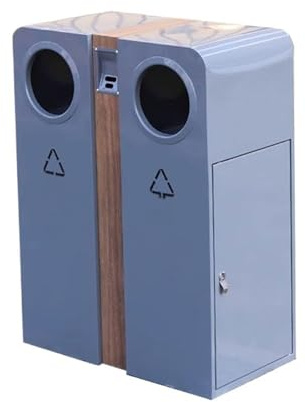mjyyyds188 Gran capacidad Cubo de basura al aire libre, contenedor doble Metal for lugar público calle comercial Fácil de limpiar