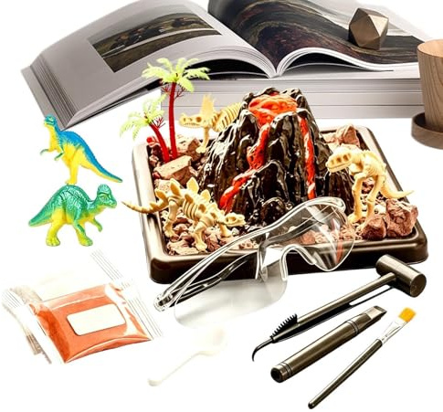 Dinosaurie-fossilgravset – interaktiv kompetensträning – barnvetenskapsleksak – utgrävningsset – för 3–5-årig flickfest, lekrum och dagis