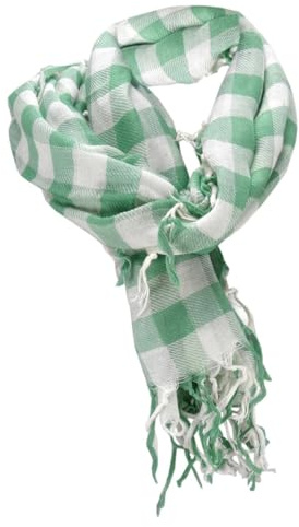 TigerTie foulard in verde bianco a scacchi con frange - dimensione 100 x 100 cm - sciarpa