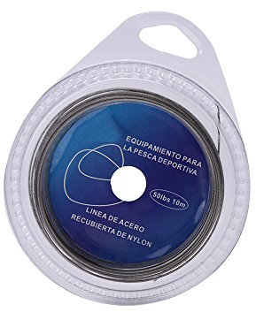 VGEBY Angelschnur Drahtführer Edelstahl Lure 10 Meter mit 12 Stück Crimps Ärmeln(50 lbs)