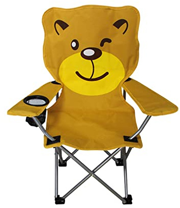 Mojawo Kinder Anglersessel Orange Campingstuhl Faltstuhl Anglerstuhl Motiv Löwe mit Getränkehalter und Tasche
