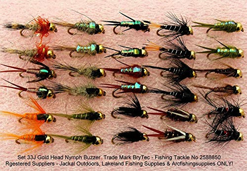 GOLD HEADED Trout Flies x 30 - Set 33J - Hook Size 18 for Fly Fishing UK