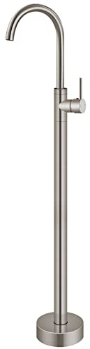 Aolemi Brushed Nickel Freestanding Bathtub Faucet Floor Mount Tub Filler Tub Spout Function Only Without Handheld Spray Single Handle Brass Mixer Tap Single Lever