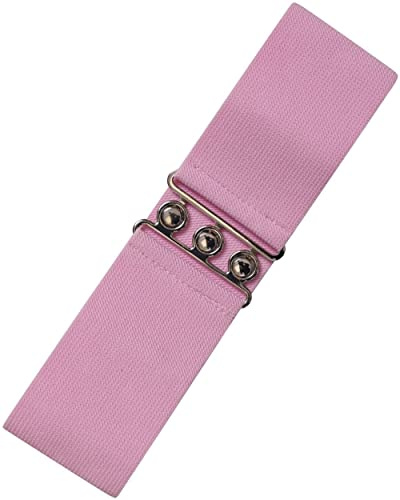 Ro Rox Damen Breiter Elastischer Taillengürtel im Retro Vintage Stil – Stretchgürtel für Kleider, 50er Jahre – Silberne oder Goldene Schnalle