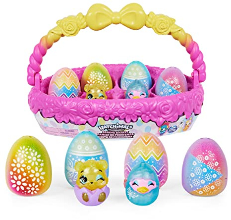HATCHIMALS CollEGGtibles, Cesta de Primavera con 5 y 3 Mascotas, Regalo de Pascua para niños de 5 años en adelante