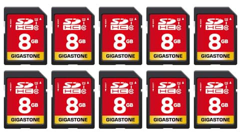 GIGASTONE 8GB 10er-Pack SDHC Speicherkarte, bis zu 80 MB/s, für Digitalkameras Canon Olympus PC