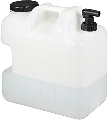 Relaxdays Garrafa con Grifo, 25 litros, Plástico sin BPA, Tapón de Cuello Ancho, Asa, Bidón Acampadas, Blanco y Negro