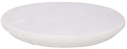 GK Global Kitchen Marble Chapati Board White 25cm Round Large Anti-Skid Base Marble Pastry Board Roti Puri Rolling Board Round Cheese Board Cake Platter Serving Board Chopping Cutting Board (GK481)