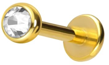 PIERCINGLINE Chirurgenstahl Labret Stecker KRISTALL Piercing Lippe Ohr Nase Farb & Größenauswahl