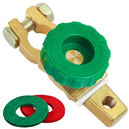 Batterie Trennschalter 12v 1Stk, JatilEr Batterietrennschalter Sicheres Ausschalten, Batterieschalter Zinklegierung Verkupfert, Batteriehauptschalter 400A mit Anti-Korrosions-Pad für Auto Truck Schiff