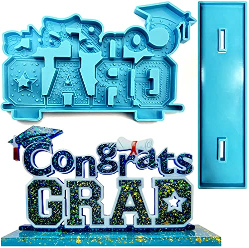 ZQYSING 2026 Graduation Resin Molds, Congrats Grad Letter Molds Silicone for Epoxy Resin Casting DIY Graduate Gift Decors