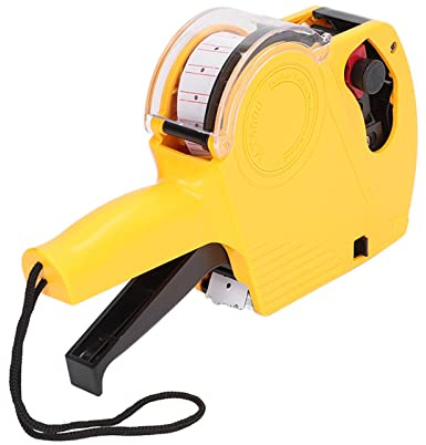 8-stellige Preisschild-Pistole, Leichter, Multifunktionaler Manueller Etikettendrucker aus Kunststoff, Tragbar mit Patrone für Bekleidungsgeschäfte für Lager (Gelb)