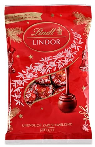 Lindt Schokolade | LINDOR Baumbehang, 200g Beutel, Weihnachten, Dekoration | Weihnachtsschokolade, Vollmilch Schokolade, zartschmelzend, Christbaumschmuck, Mond, Glocke, Kugel, Deko, zum Aufhängen