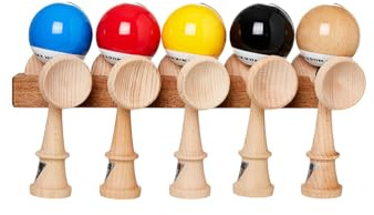 KROM Kendama Cliff John Kendama-Regal - Platz für 5 Kendamas - aus Mahagoniholz - Holzspielzeug mit Schnur und Ball - Kendama Skilltoy Kugelfangspiel