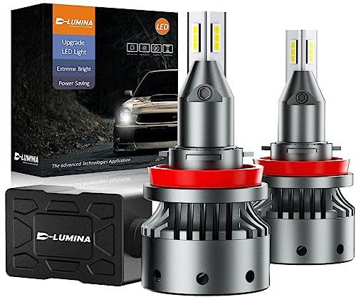 D-Lumina H11-/H8-/H9-LED-lampor, 2 st. lentikulära Canbus-lampor, 120 W, 20 000 lm, 6 500 K vitt ljus, version för projektor, ljusstark LED-strålkastarkonverteringssats, anti-radiostörning