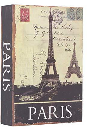 Tissting Buchtresor mit 2 Schlüssel, 22 x 15 x 4,5 cm Pariser Turm Echten Seiten Buch Tresor Versteckter Abschließbar Buchsafe Aufbewahrungsbox für Karten Bargeld Schmuck