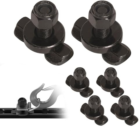 Oldbones L-Track Lot de 6 goujons filetés à double patte avec filetage UNC 3/8-24 – Ancrage d'arrimage pour remorques fermées, camionnettes et avions – M10 x 30 mm, noir (rail non inclus)