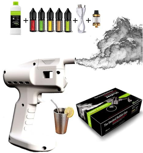 QJJML Cocktail-Rauchblasenpistole, professionelles Mixologie-Barkeeper-Set, Cocktail-Rauchpistole für Lebensmittel, Keine offene Flamme erforderlich