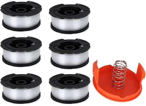 Strimmer Spool & Line Compatible with Black and Decker Trimmer Line,30ft 1.65 mm Autofeed Strimmers Replacement Spools for Reflex Strimmer AF-100 GLC3630L20-GB STC1820PC-GB BESTA530-GB (6PCS)
