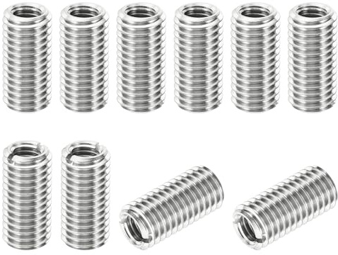PATIKIL 10Stk Gewinde Adapter Hülse Reduzier Mutter M12x1.75 Männlich auf M8x1.25 Weiblich Reparatur Einsatz Mutter Schraube Reduzierer Edelstahl Befestiger 25mm