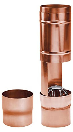 Laubsammler Kupfer mit Sieb DN 120 inkl. Adapter Regenwasserfilter Laubabscheider für Blechfallrohre mit 120 mm Durchmesser. Verhindert das Zusetzen und Verstopfen von Fallrohren durch Grobschmutzsieb