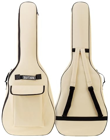 MuzcYM Housses pour Guitare Acoustique de 41 Pouces, Sac de Guitare Double bandoulière réglable Sac à Guitare Acoustique, étui de Concert à éponge éponge de 5 mm imperméable (Beige)