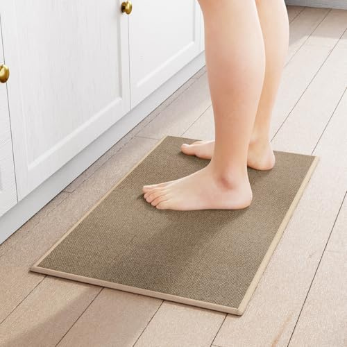 SUMLANS Kitchen Mat 1 PCS, Cushioned Non Slip Rugs for Kitchen Floor, Absorbent Runner Comfort Standing Mats Washable for Kitchen, Office, Home (Brown, 17.3x30)