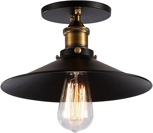 TOHMLAPE Vintage Industrie Hängend Deckenleuchte, 26cm, Schwarz | Retro Stil Deckenlampe, Für Cafe Bar, DIY, Balkon Veranda Esszimmer Küche