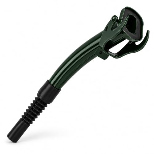 Steel Spout with Rubber Spout - Green Rigid Metal Design, Designed for Jerry Cans, 21cm Large Heavy Duty Metal Spout