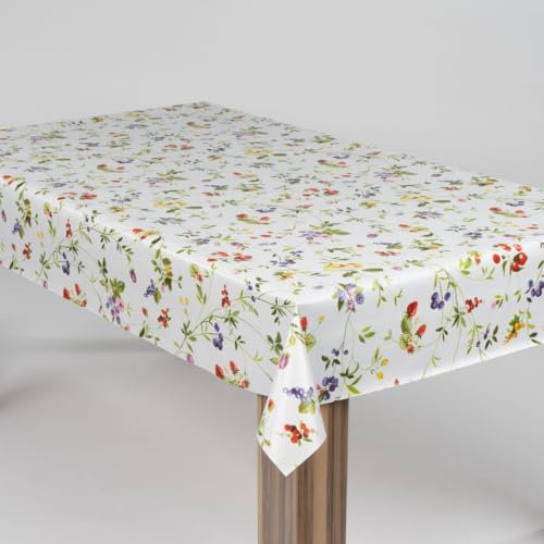 laro Wachstuch-Tischdecke Wachstischdecke Gartentischdecke Blumen Hagebutten, Muster:Blumen Hagebutten, Größe:110x160
