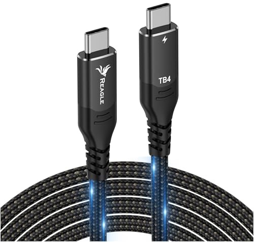 Reagle Thunderbolt 4 Kabel 1M, USB-C auf USB-C 40Gbps 100W PD 8K@60Hz 4K@120Hz USB4 kompatibel mit MacBook iPad Pro iPhone 15 16 17 Monitor Dockingstation