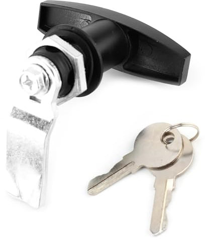Jadeshay Cerradura en T para Puerta de Garaje, Fijación Trasera, Caja de Herramientas con Manija en T, Cerradura para Puerta de Garaje con Llaves para Toldo de Caravana y Remolque (Negro)