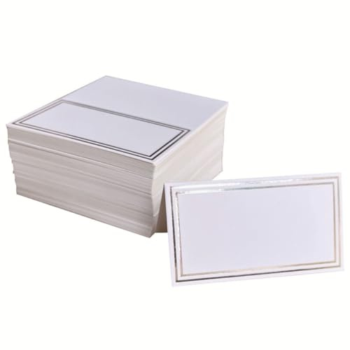 25 Pcs Place Cards Table Place Blank Personalised Name Cards for Table Setting Wedding Party Birthday Dinner- Silver