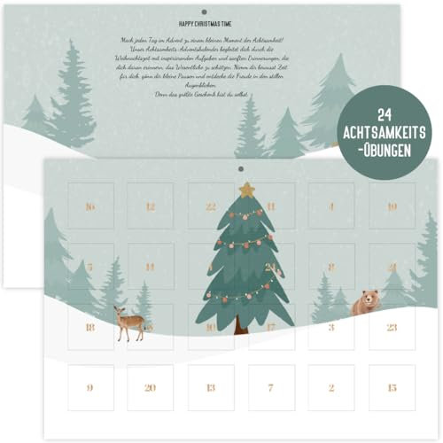 Adventskalender Achtsamkeit | Weihnachtskalender mit 24 Aufgaben Achtsam durch den Advent | Weihnachtskalender mit Motivationssprüchen | Kalender für tägliche Selbstliebe & Mindfulness (Achtsamkeit)