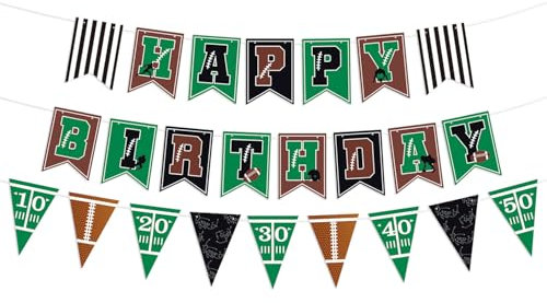 Football Happy Birthday Banner Football Birthday Party Decorations String Flags Football Bowl Game Sport Decorations Football Birthday party Decorations Football Themed Birthday Party Supplies