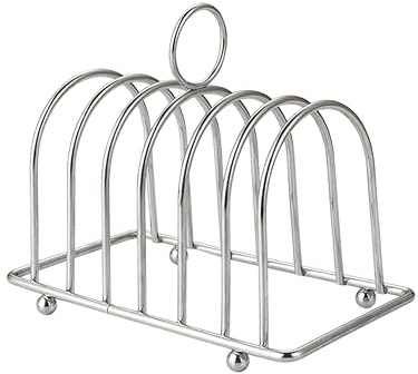 Toast Rack Chrome Toast Holder Rack with Ball Feet Stand with Carry Handle 6 Slice Victorian StyleBread Slices Slot, Bread Cooling Rack Toast Cooling Holder