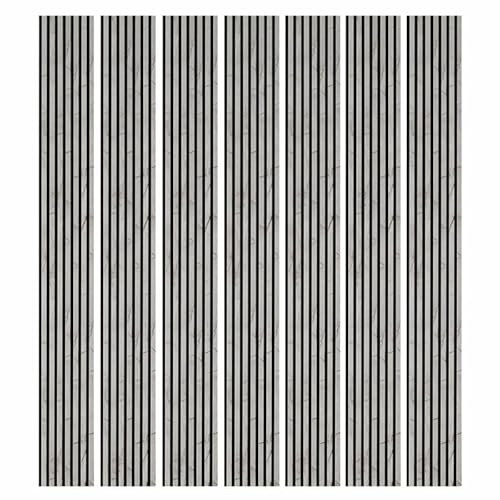 Mur TV - Lot de 7 Panneaux tasseaux Bois 250 x 30 x 1,9 cm - décor marbre Gris/Feutrine Noir - 5,25m²