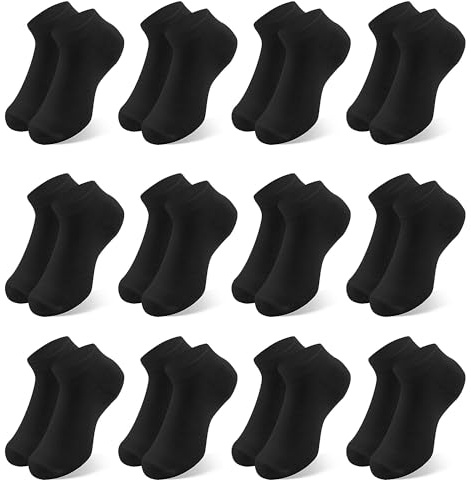 Desanlapi sneakers strumpor barn bomull 12 par sportstrumpor pojkar barnstrumpor småbarn strumpor skolbarn enkla färger unisex strumpor för vardag och sport, Svart x 12, 31-34